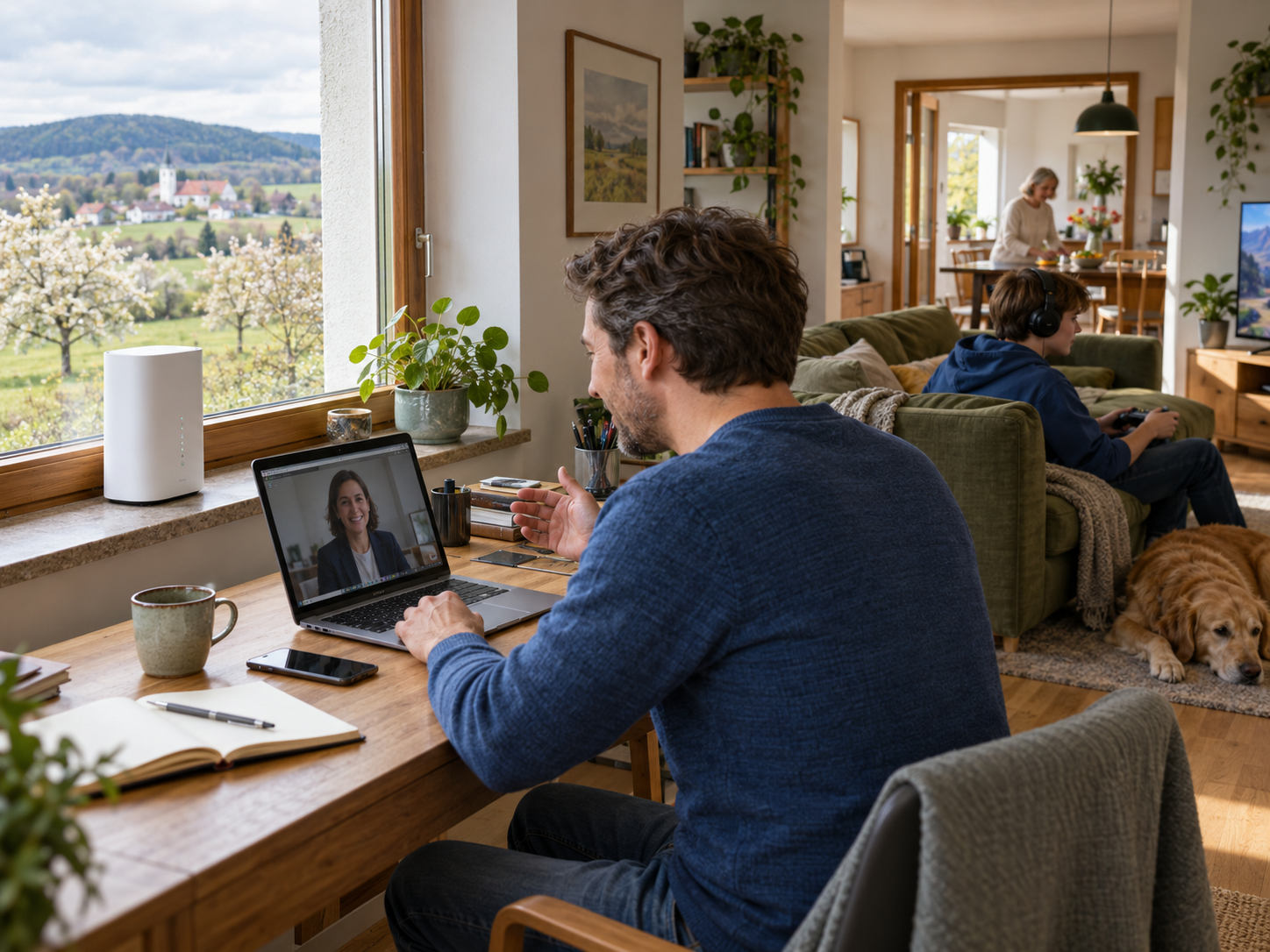 Familie in Niederösterreich nutzt einen 5G-Heiminternet-Router